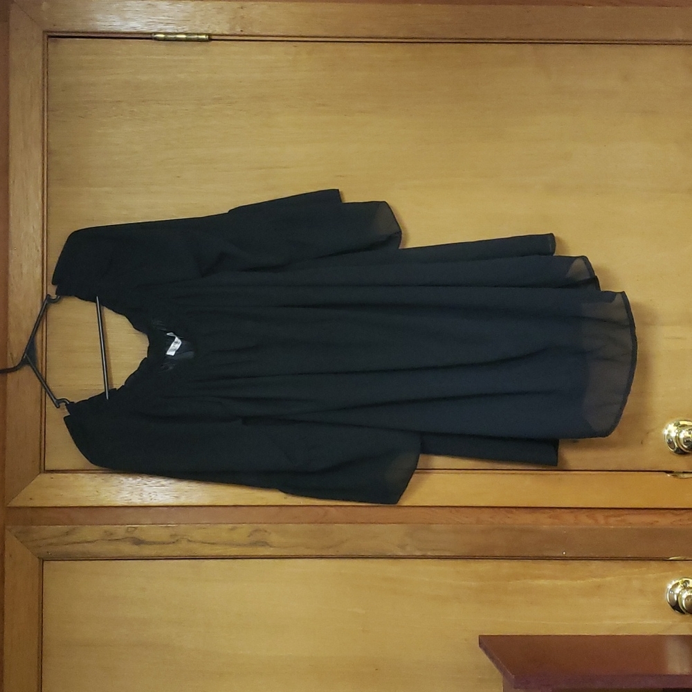 Meaneor XL Black Formal Dress with belled sleeves, mini length